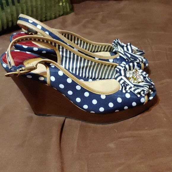Gianni bini polka dot wedge like new - Picture 2 of 5